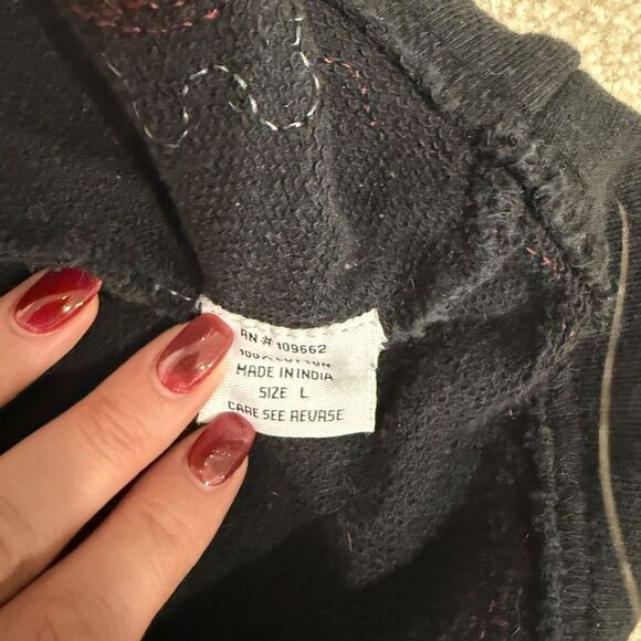 Dark Gray and Red Long Cardigan with Intricate Pattern Cotton size L - Picture 7 of 9